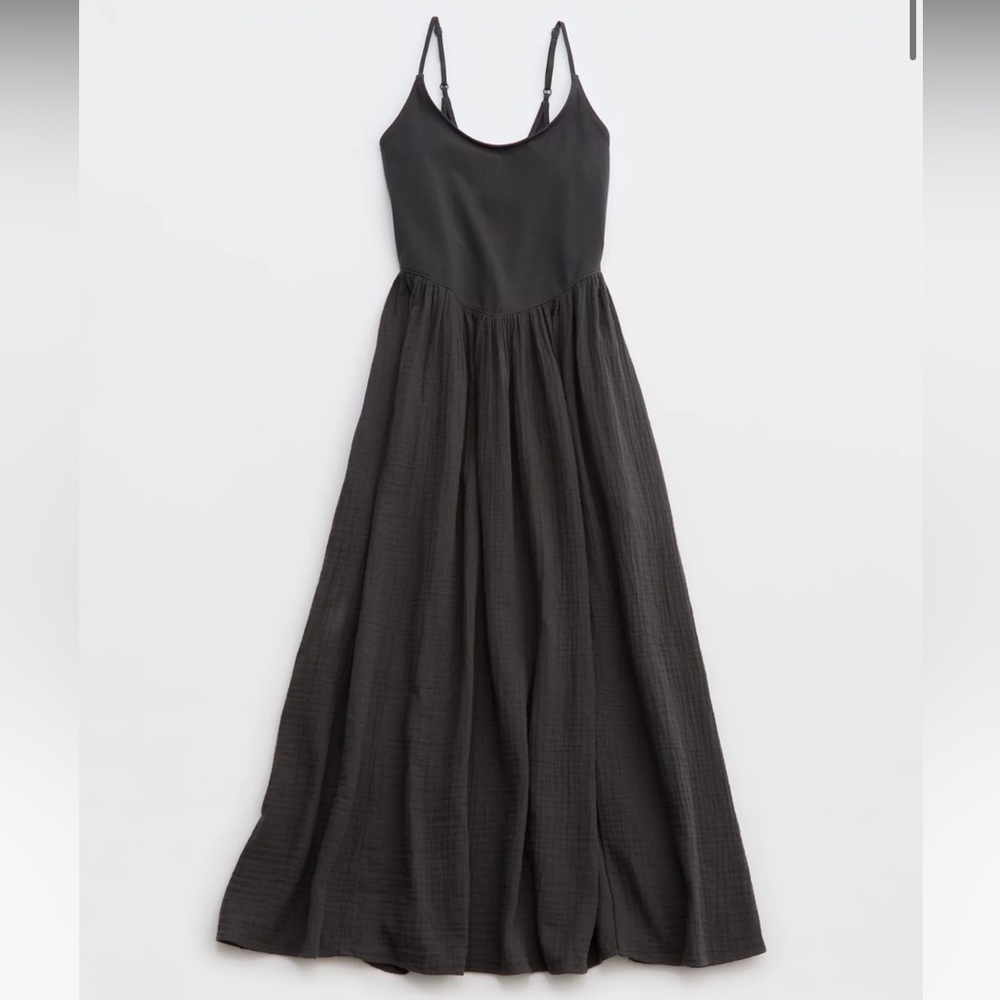 Aerie 🖤 At the Barre midi dress in black